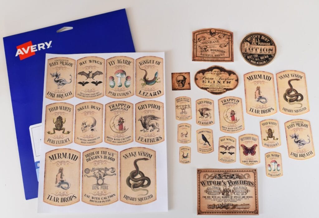 Printed Halloween labels on sticker paper