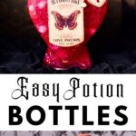 pink love potion bottle shaped like a heart