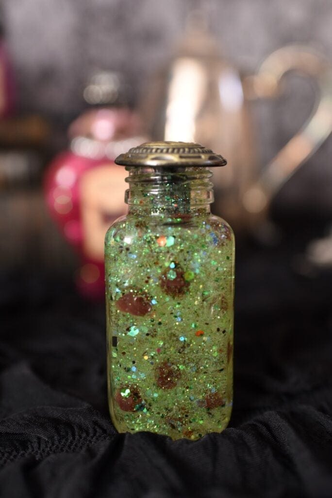 green Halloween bottles potion in glass jar