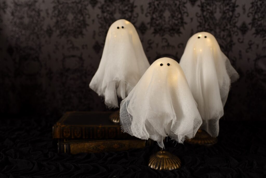 three white diy ghost decorations