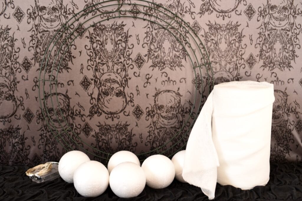 cheesecloth and styrofoam balls