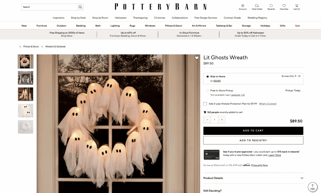 Pottery Barn website