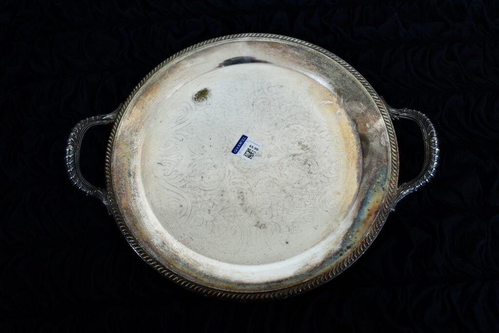 silver tarnished tray